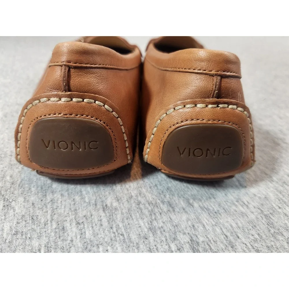 Vionic Sydney Loafers Womens 8 Tan Leather Orthaheel Driving Mocs 456SYDNEY